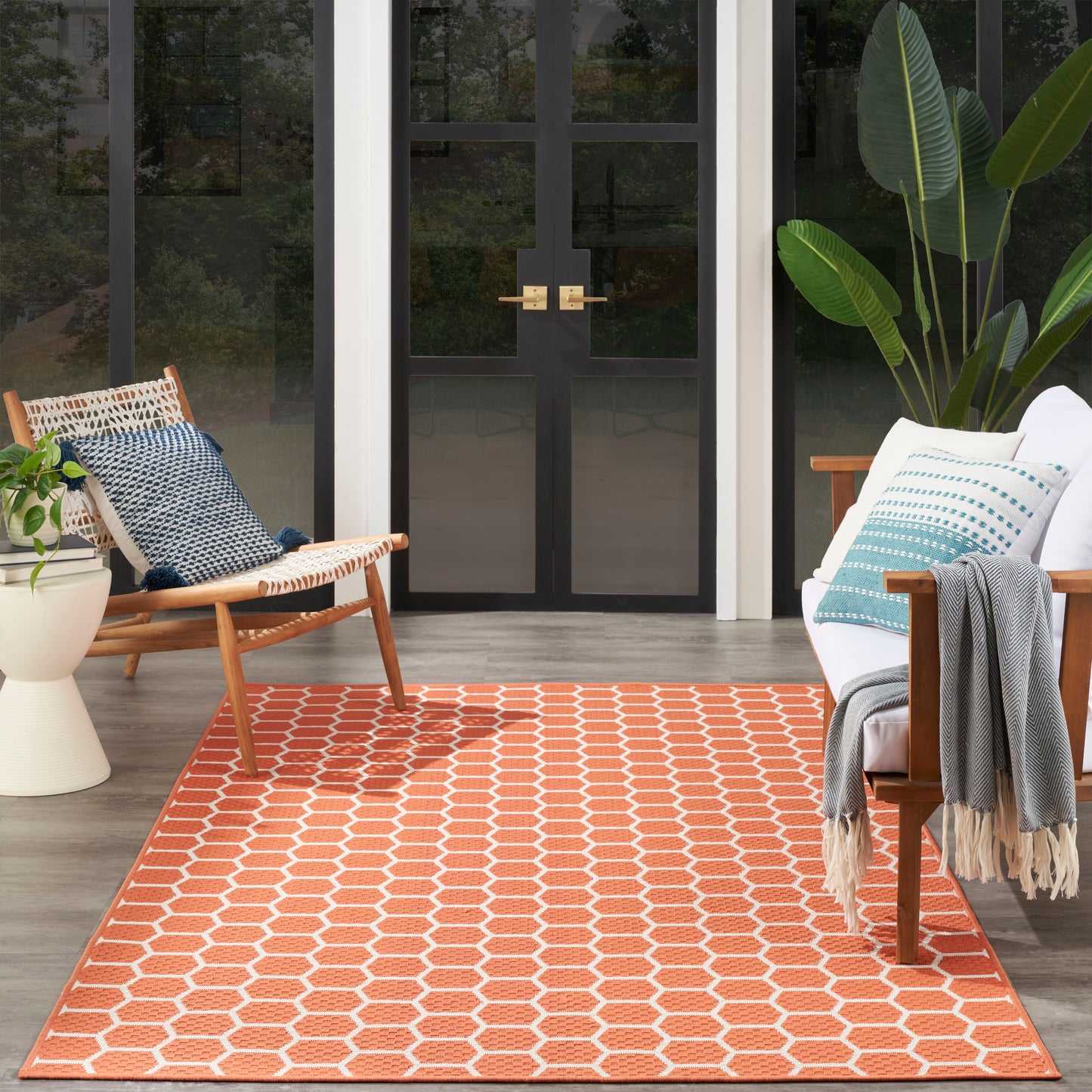 Nourison Twist Reversible 5' x 7' Coral Modern Rug