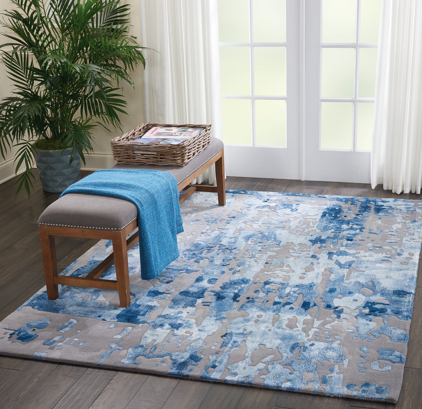 Nourison Prismatic 5'6" x 7'5" Blue/Grey Modern Indoor Rug