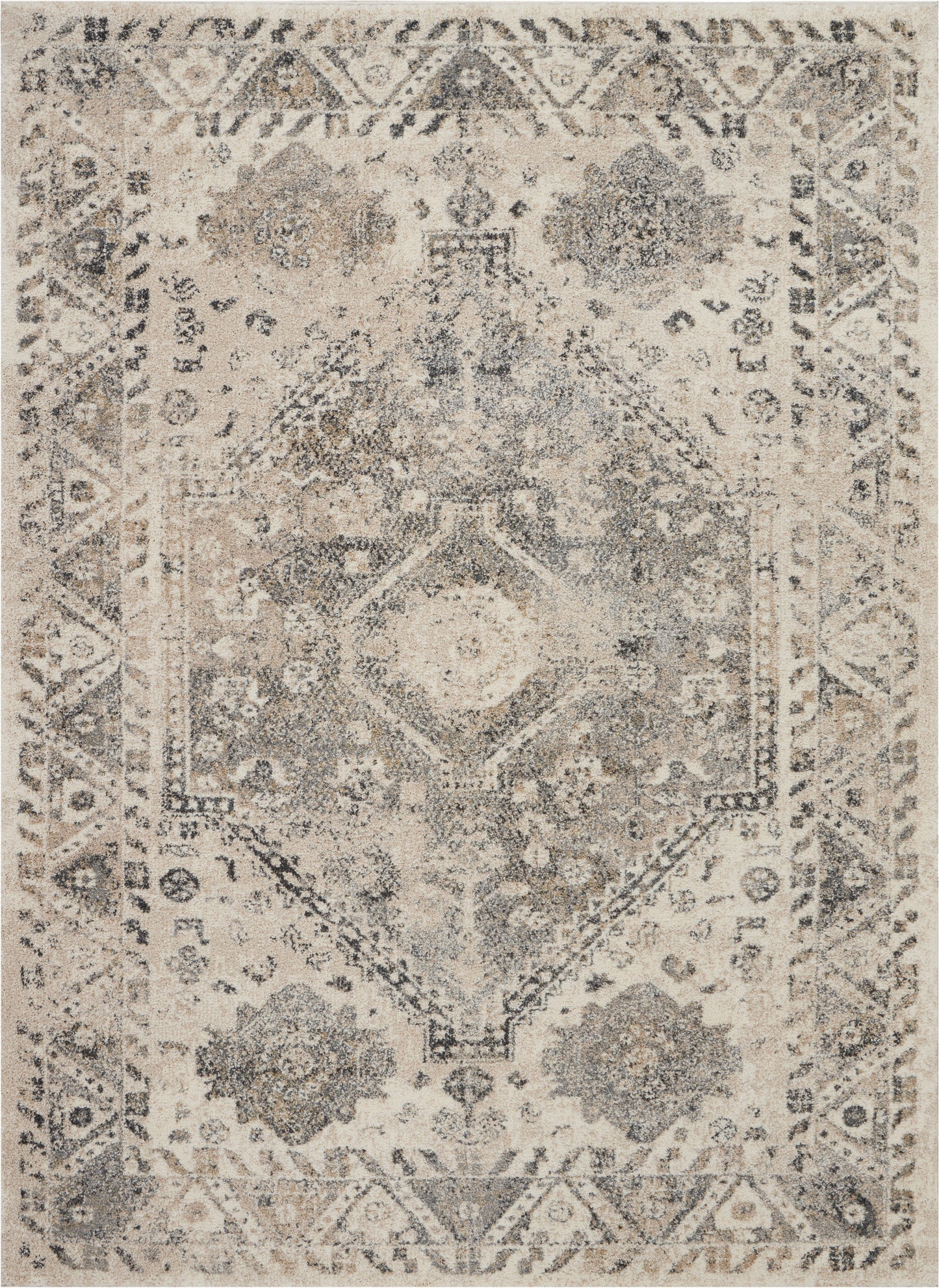 Nourison Fusion 5'3" x 7'3" Cream Grey Vintage Indoor Rug