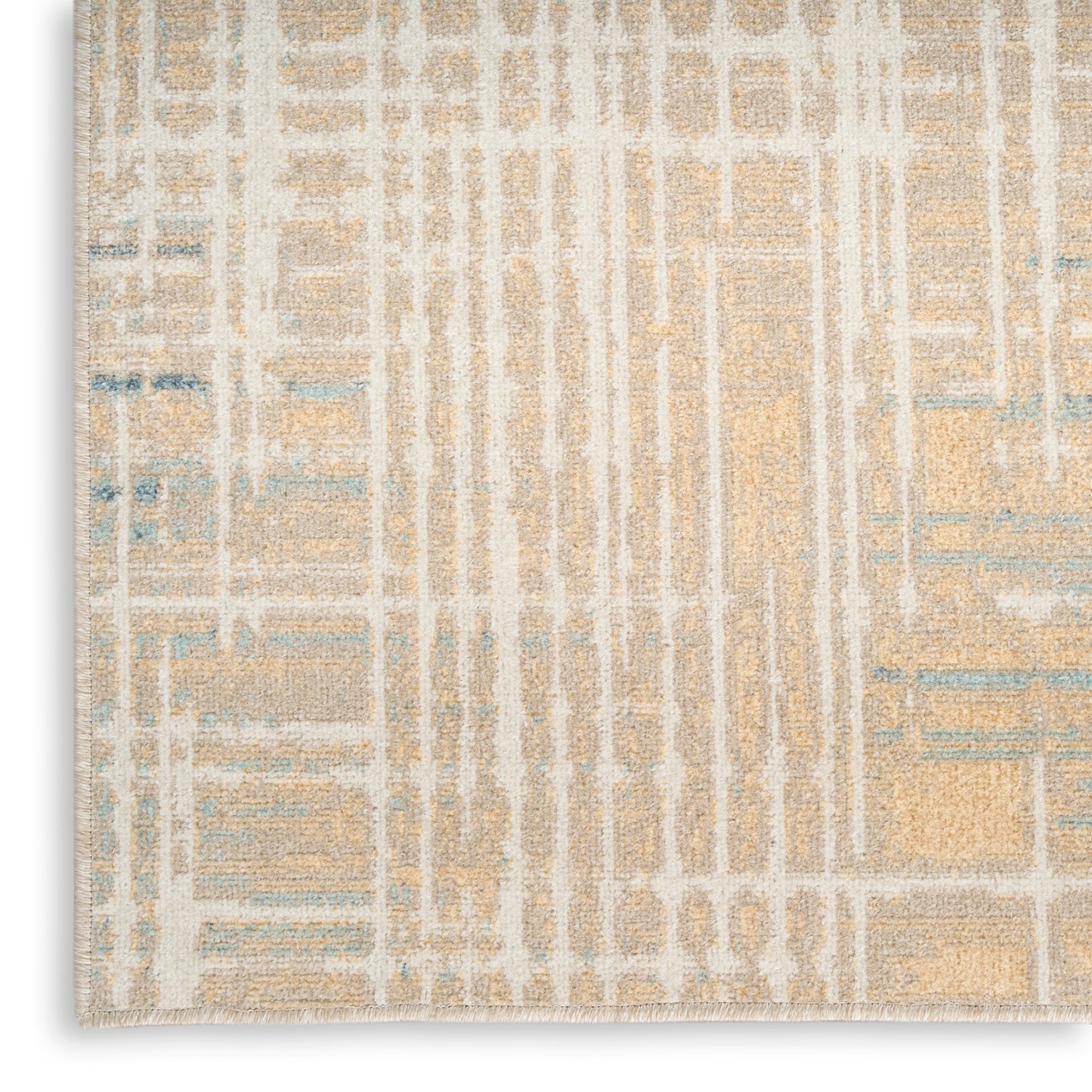 Nourison Washable Decor 6'7" x 9' Beige Blue Modern Indoor Rug