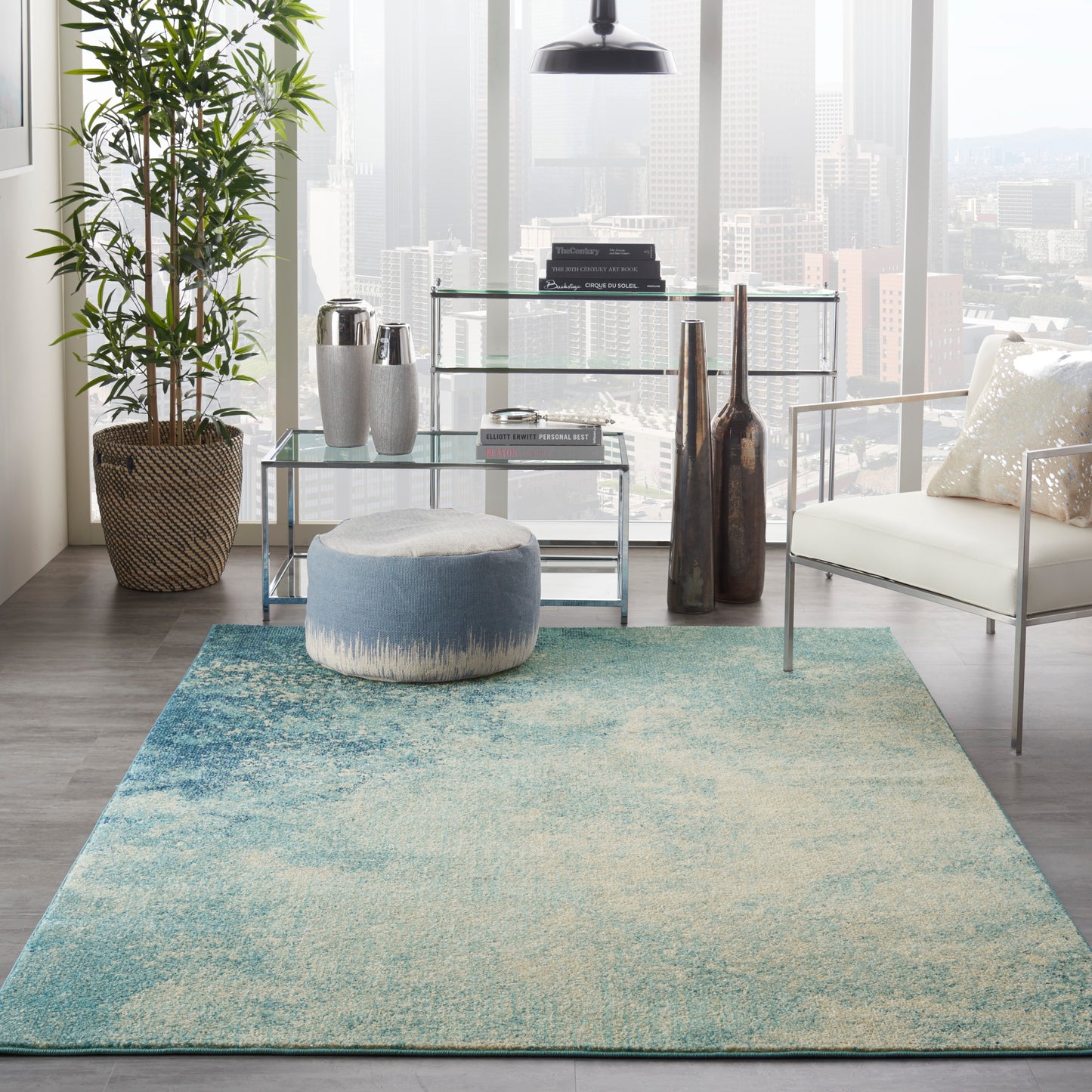 Nourison Passion 3'9" x 5'9" Navy Light Blue Modern Indoor Rug