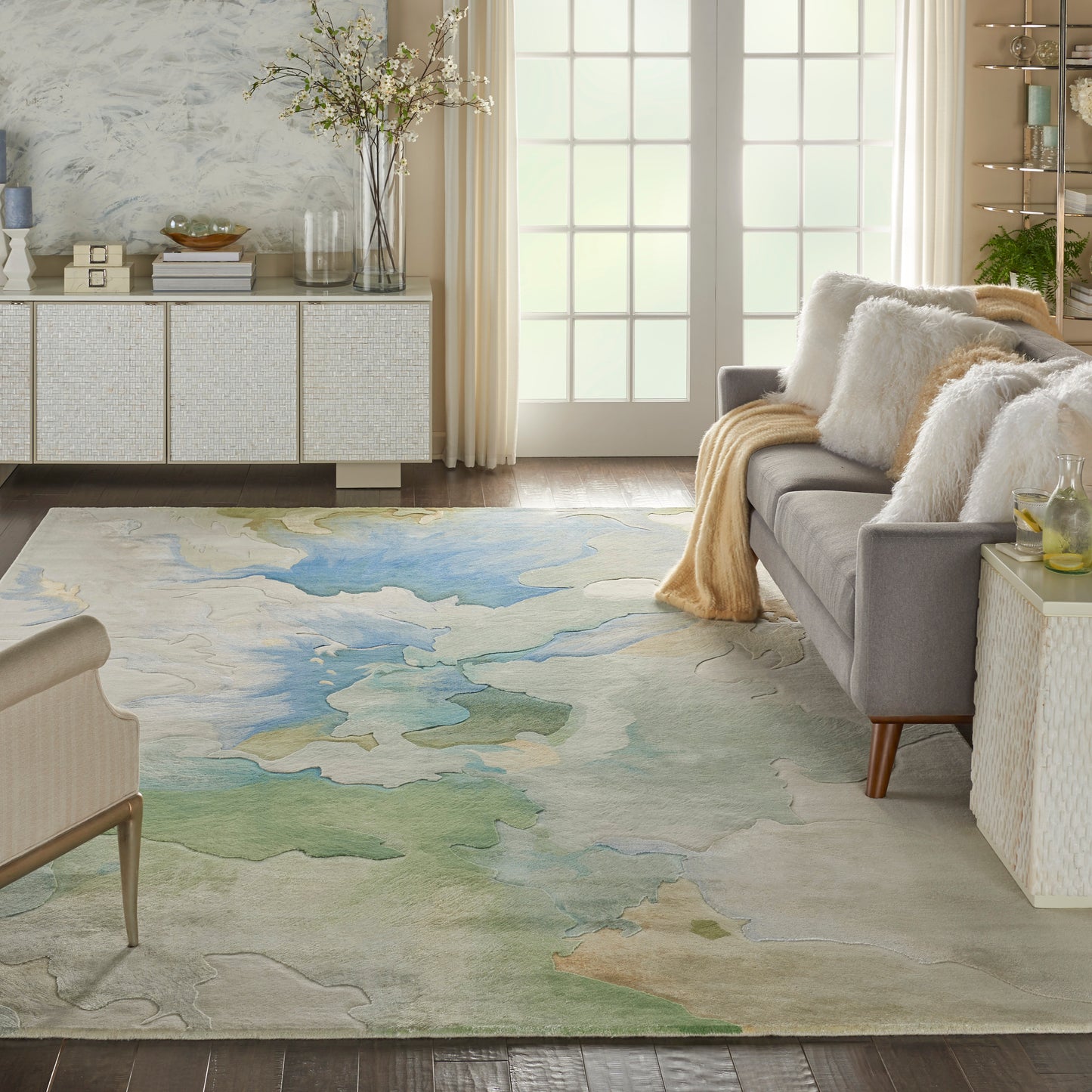 Nourison Prismatic 8'6" x 11'6" Seafoam Modern Indoor Rug