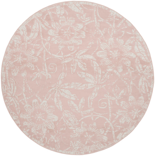 Nourison Whimsicle 8' x Round Pink Farmhouse Indoor Rug