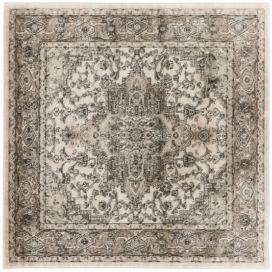 Nourison Quarry 4' x Square Ivory Grey Farmhouse Indoor Rug