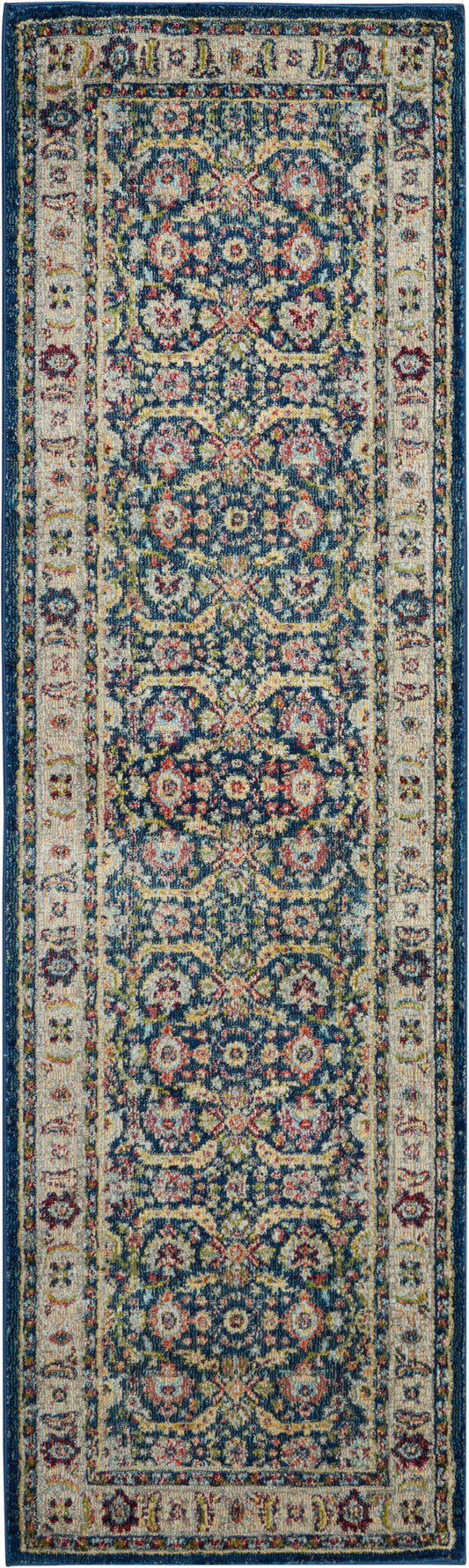 Nourison Ankara Global 2'4" x 8' Navy Multicolor Traditional Indoor Rug