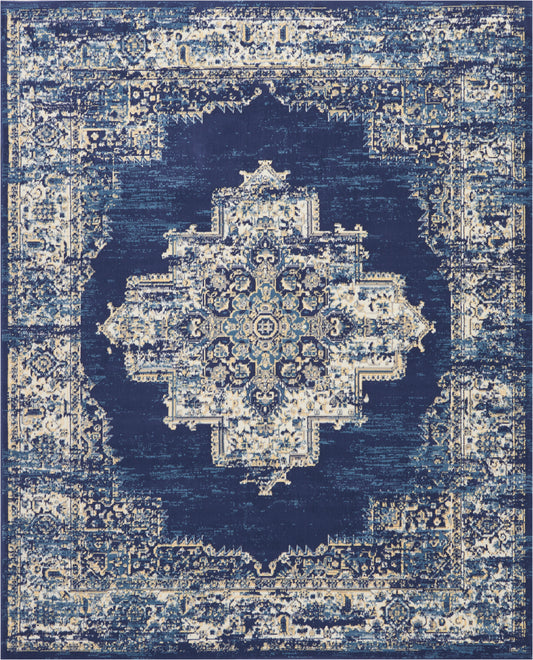 Nourison Grafix 7' x 10' Navy Blue Vintage Indoor Rug