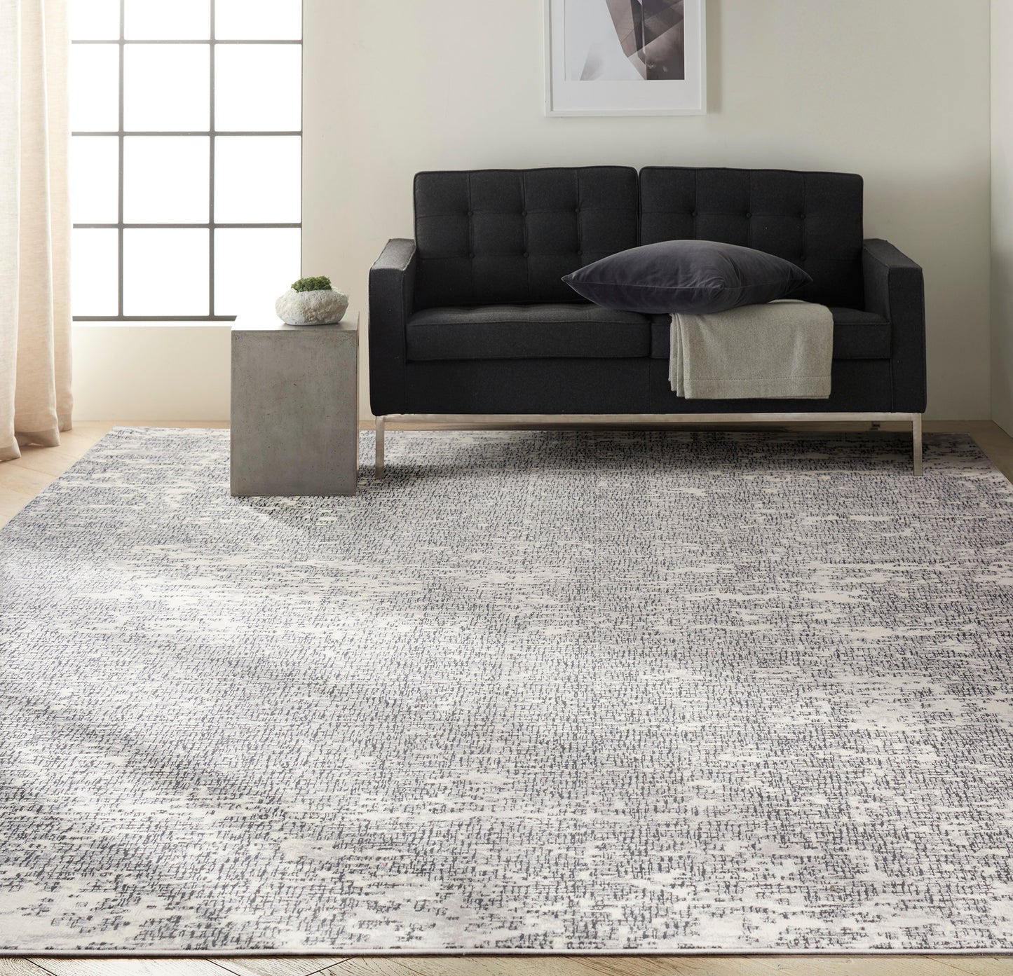 Calvin Klein CK970 Vapor 9' x 12' Ivory Black Modern Indoor Rug