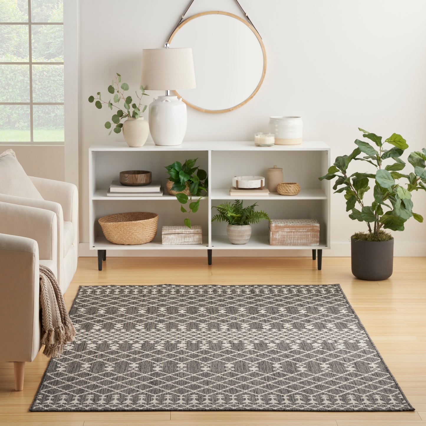 Nourison Positano 4' x 6' Charcoal Modern Rug