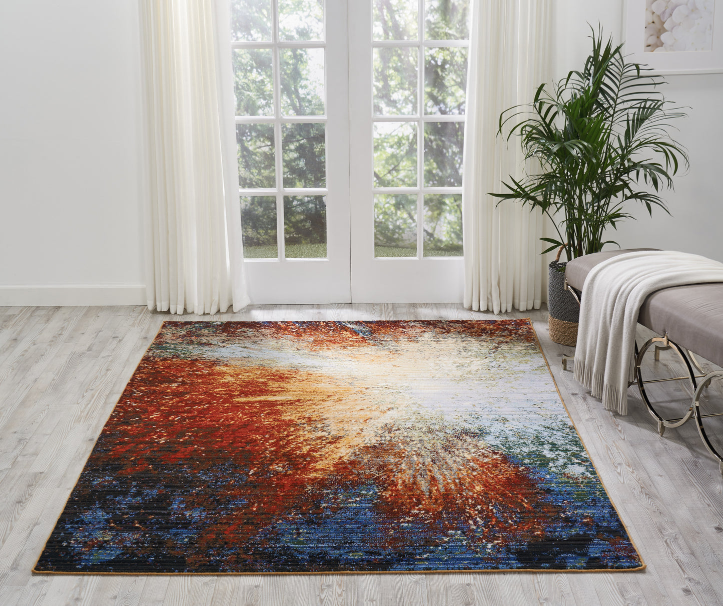 Nourison Chroma 5'6" x 8' Red Flare Modern Indoor Rug