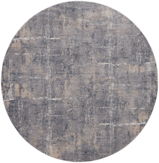 Nourison Rustic Textures 7’10” x Round Grey Beige Modern Indoor Rug