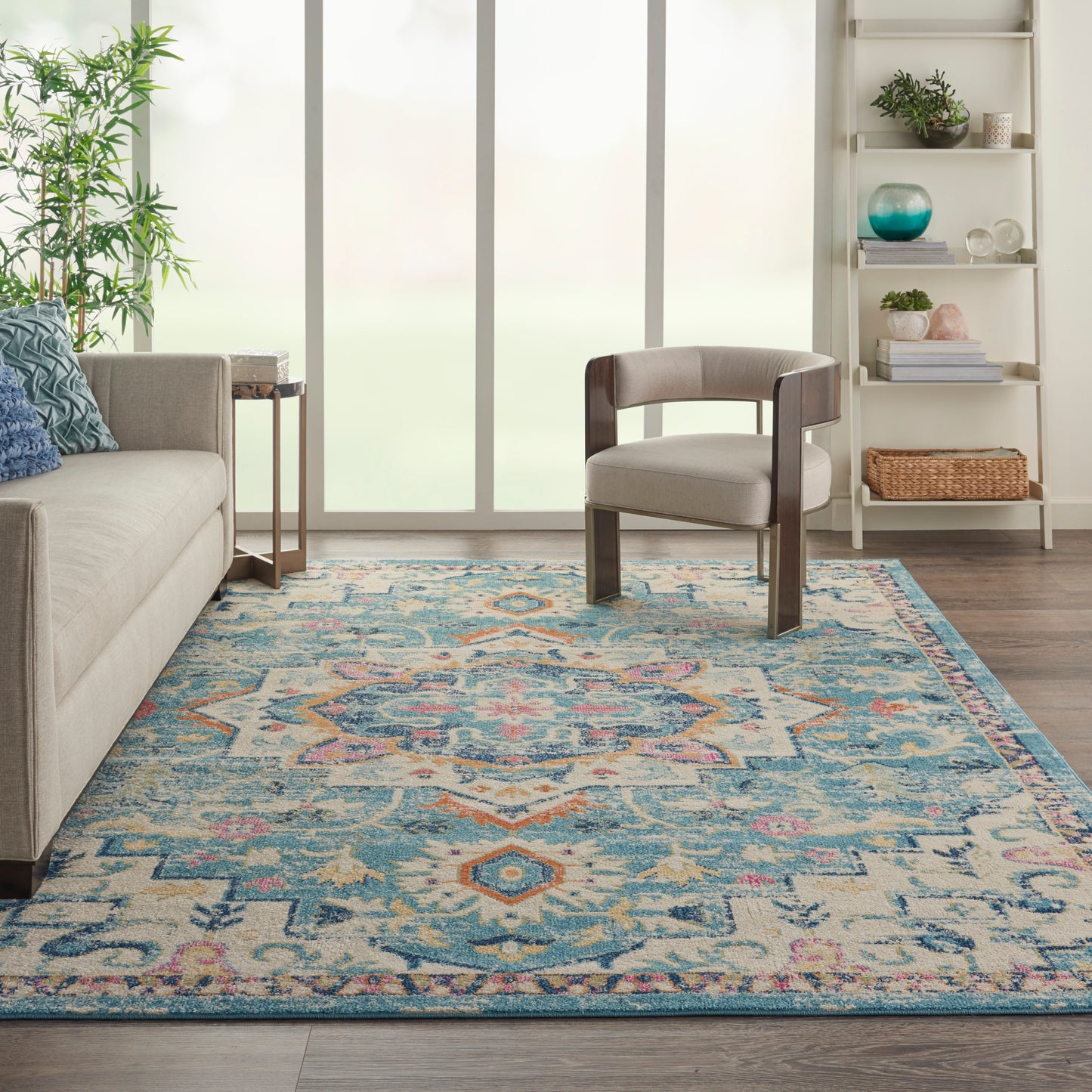 Nourison Passion 9' x 12' Ivory/Light Blue Bohemian Indoor Rug