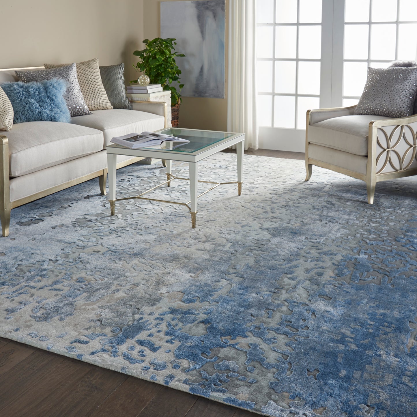 Nourison Prismatic 8'6" x 11'6" Denim Modern Indoor Rug