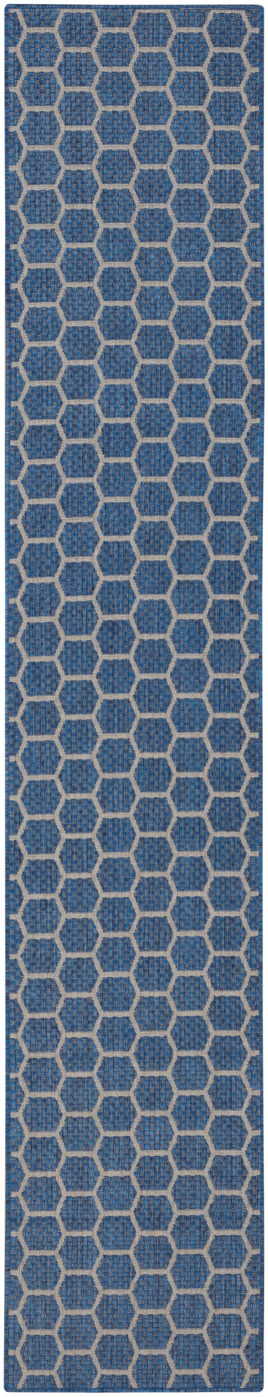 Nourison Twist Reversible 2'2" x 12' Blue Modern Rug