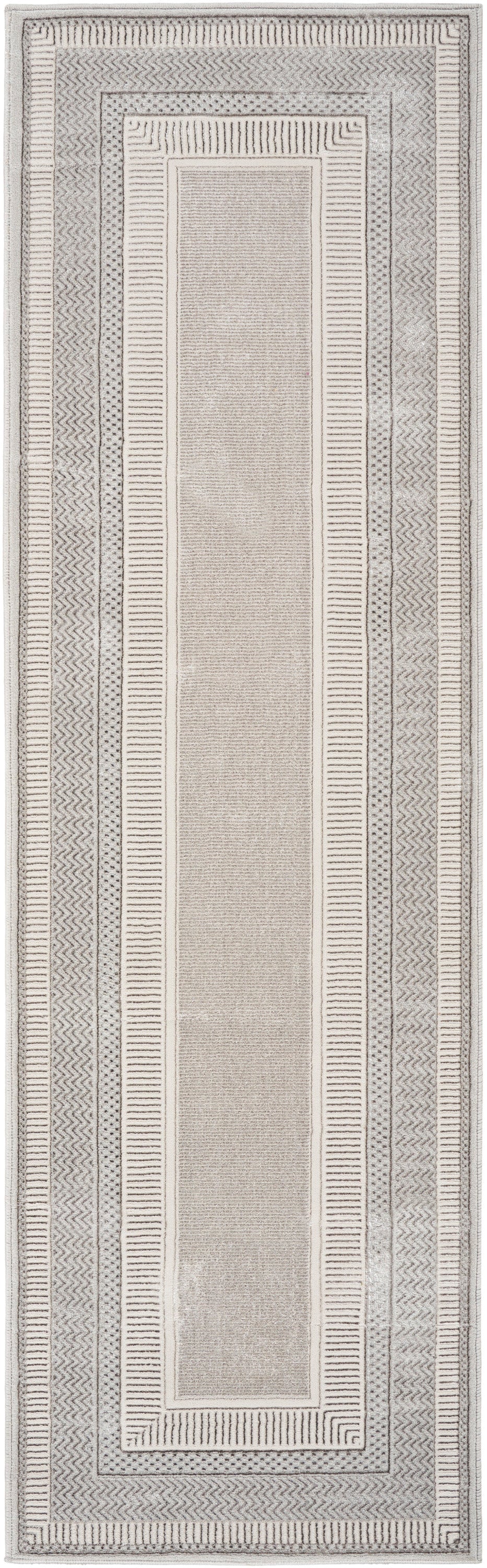 Nourison Glitz 2'3" x 7'6" Silver Modern Indoor Rug