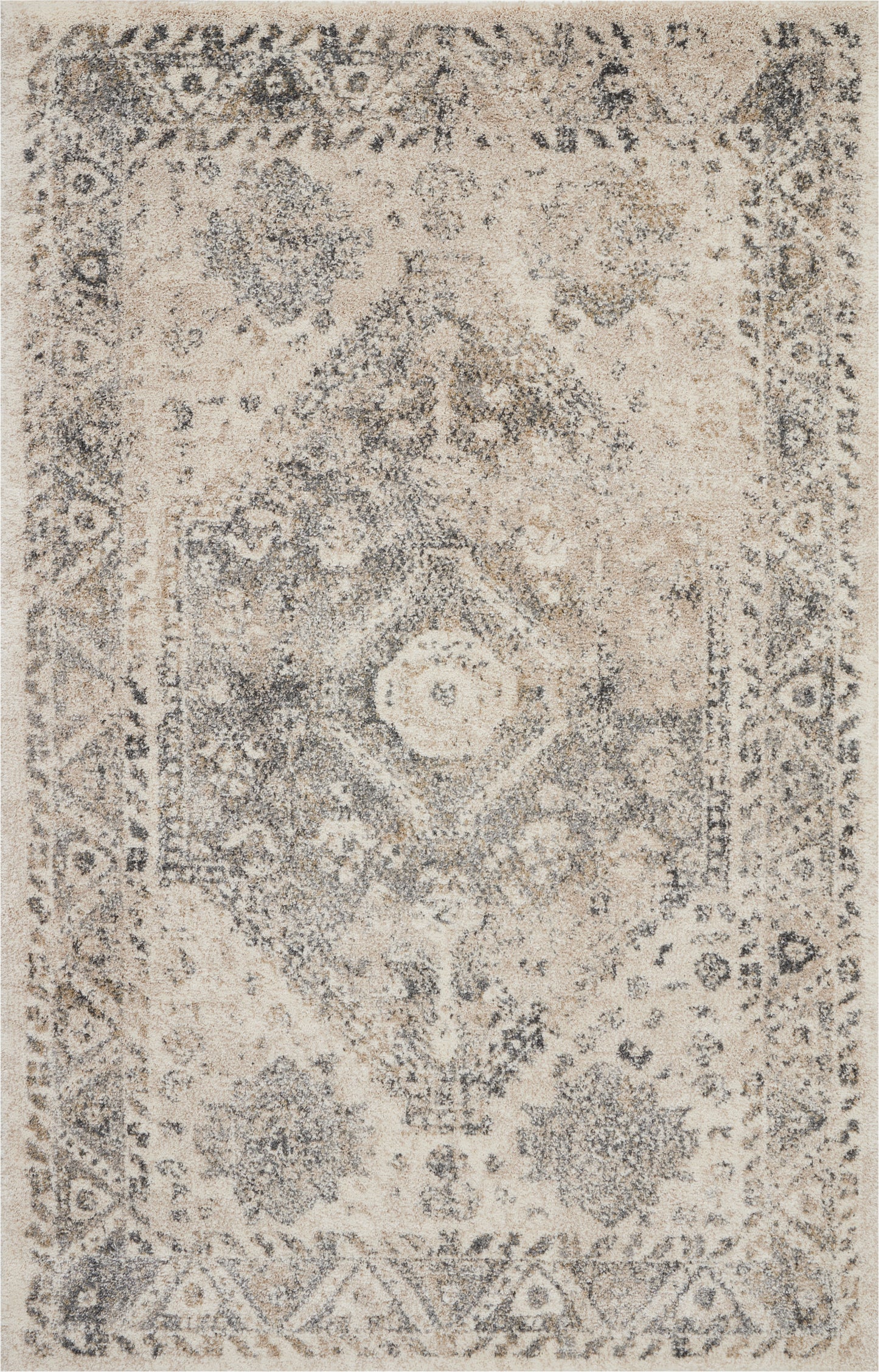 Nourison Fusion 4' x 6' Cream Grey Vintage Indoor Rug