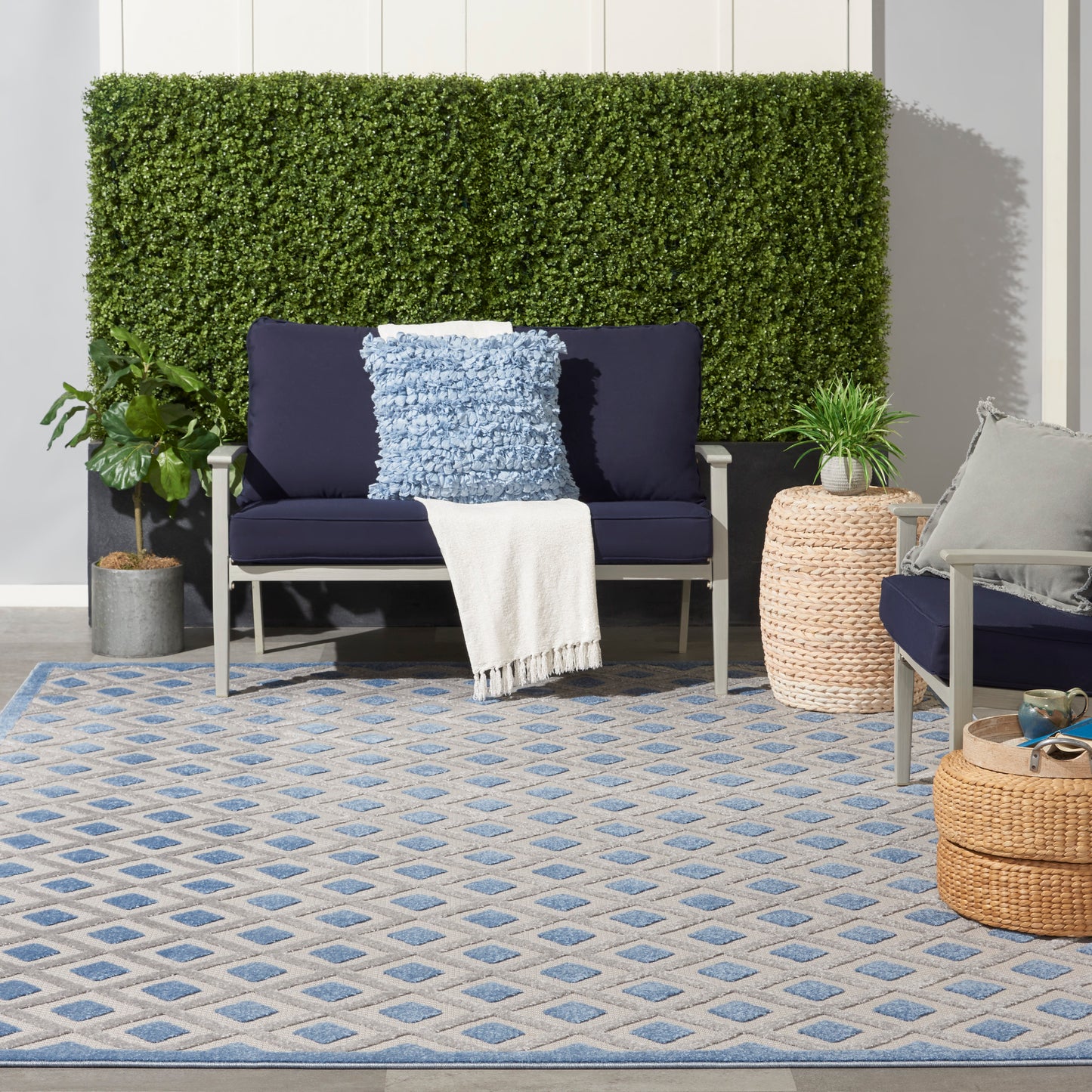 Nourison Aloha 12' x 15' Blue Grey Modern Rug