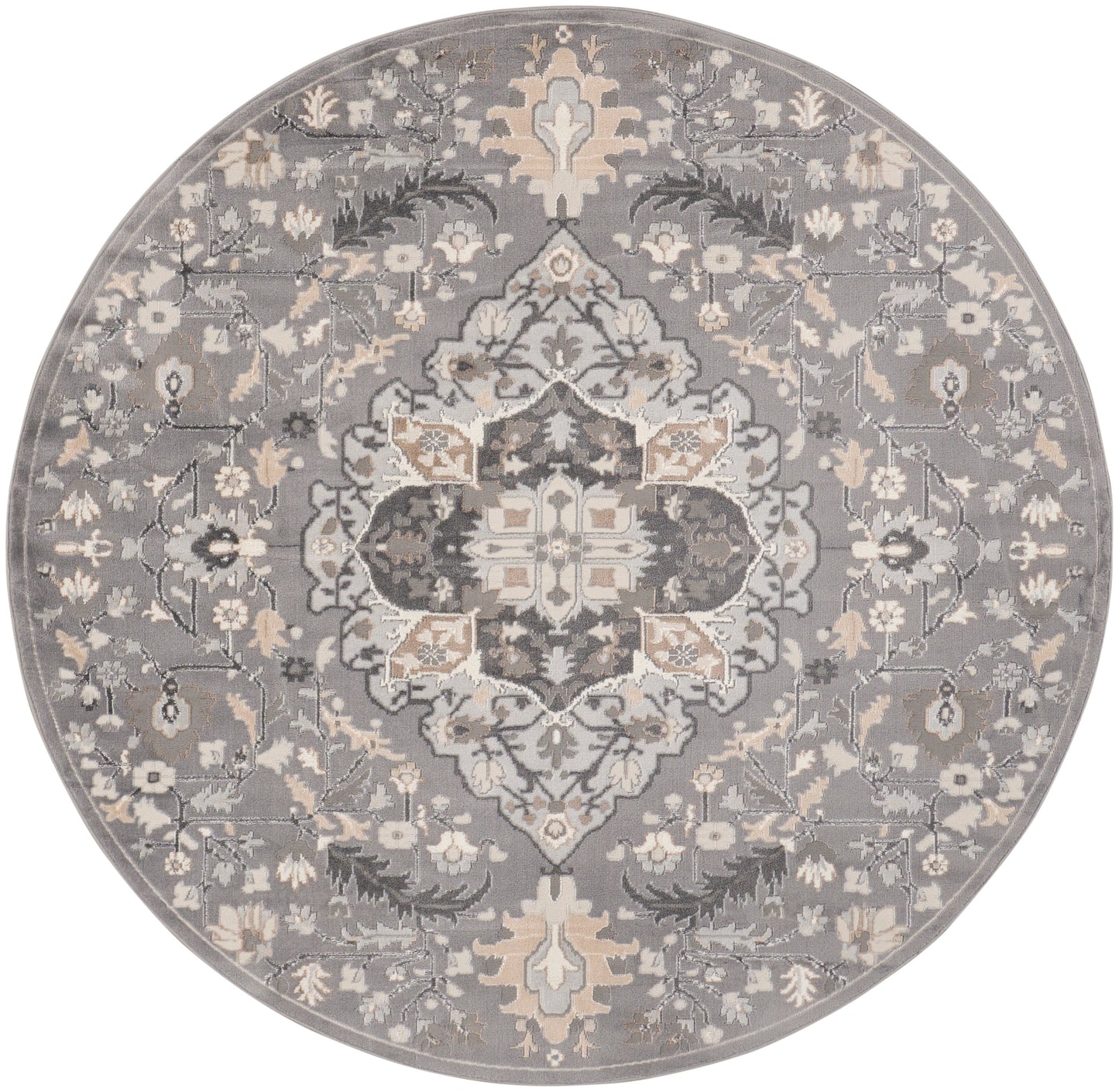 Nourison Elation 7’10” x Round Grey Transitional Indoor Rug