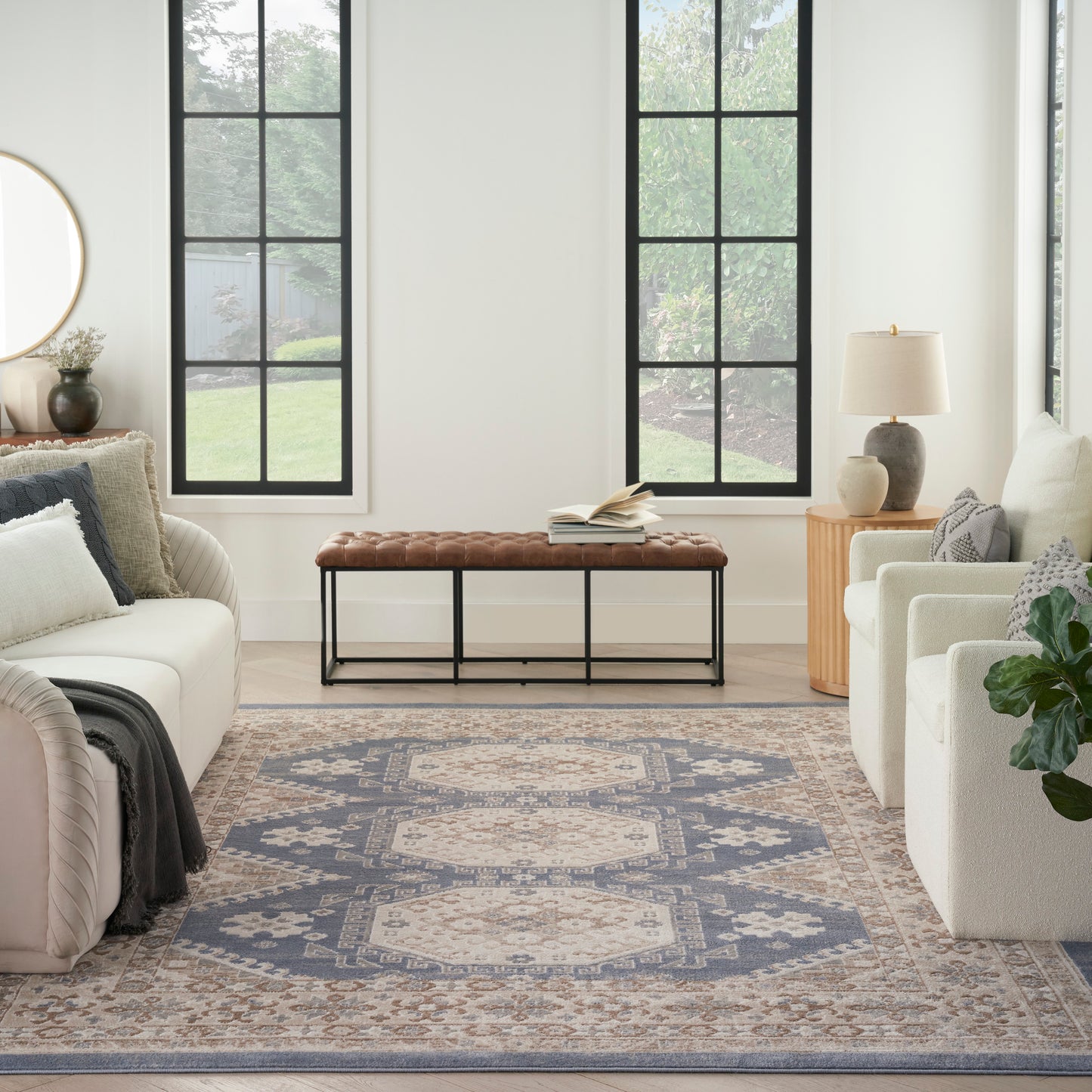 Nourison Serenity Home 9' x 12' Ivory Blue Vintage Indoor Rug