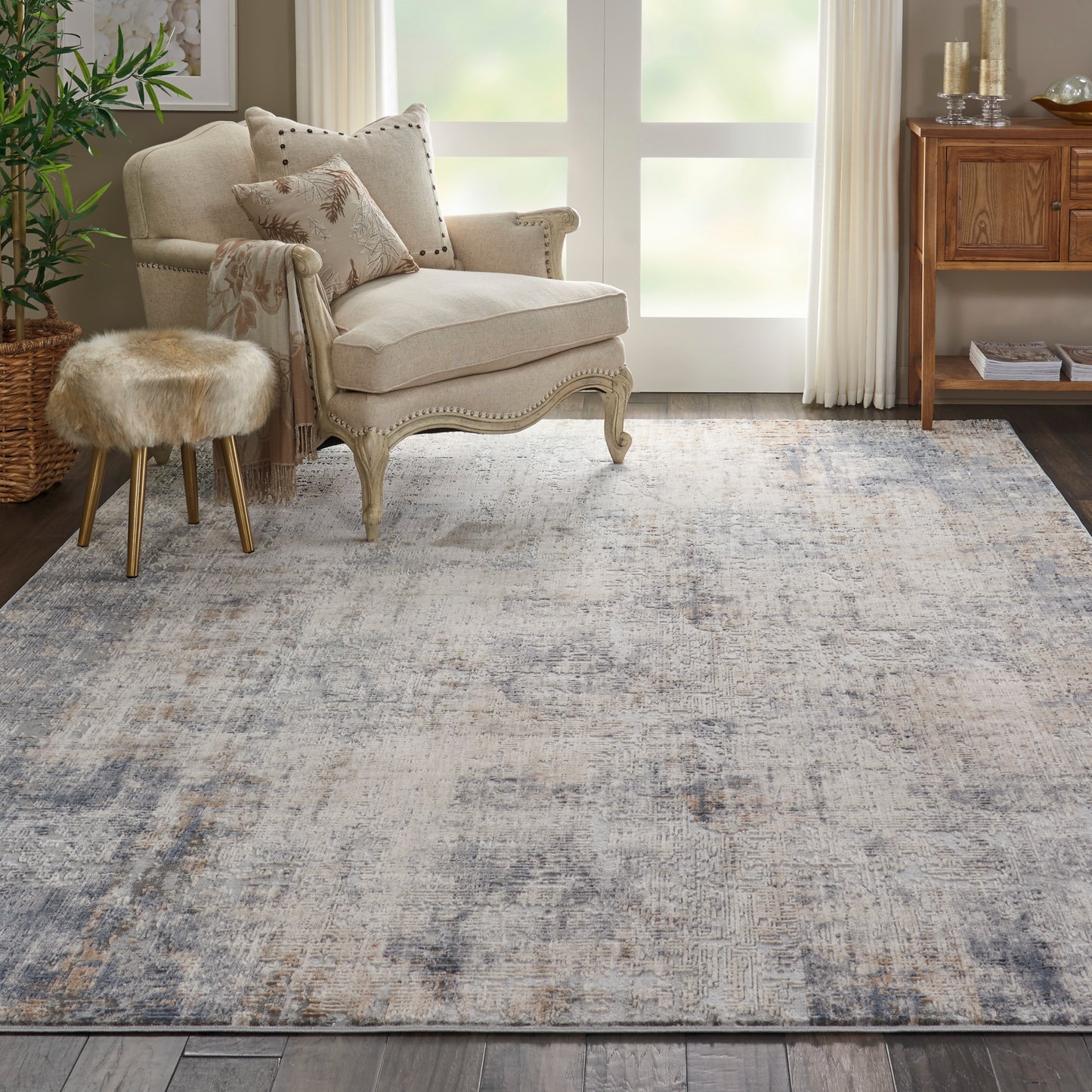 Nourison Rustic Textures 7'10" x 10'6" Grey Beige Modern Indoor Rug