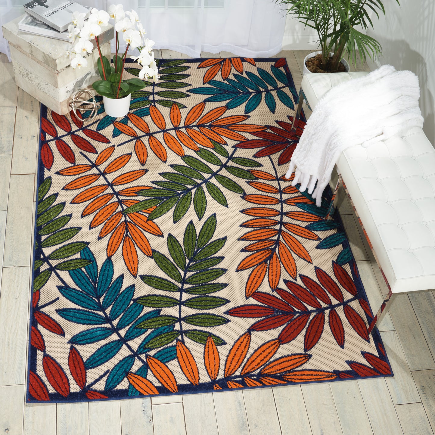 Nourison Aloha 5'3" x 7'5" Multicolor Tropical Rug