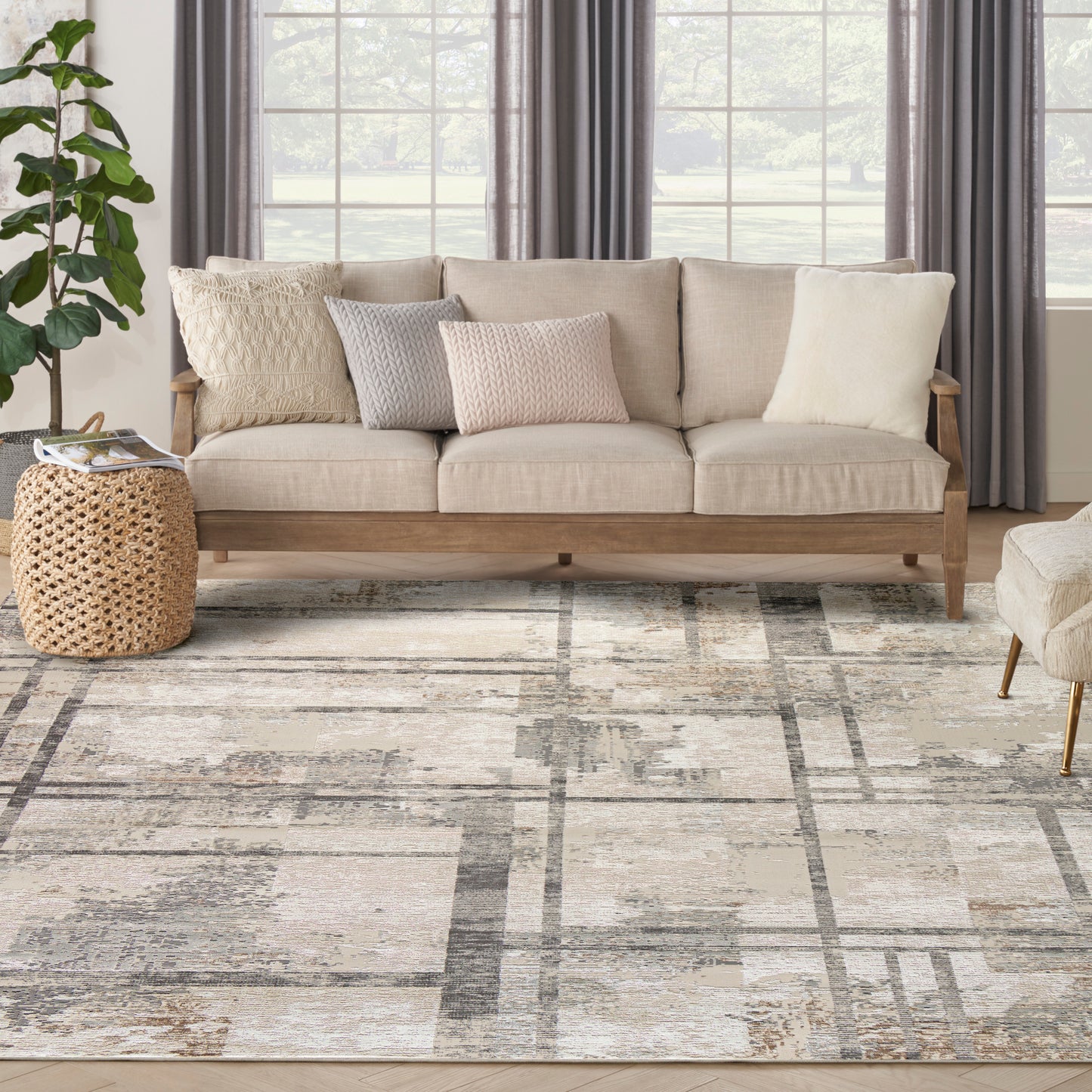 Nourison Sustainable Trends 9' x 12' Ivory Multicolor Modern Indoor Rug