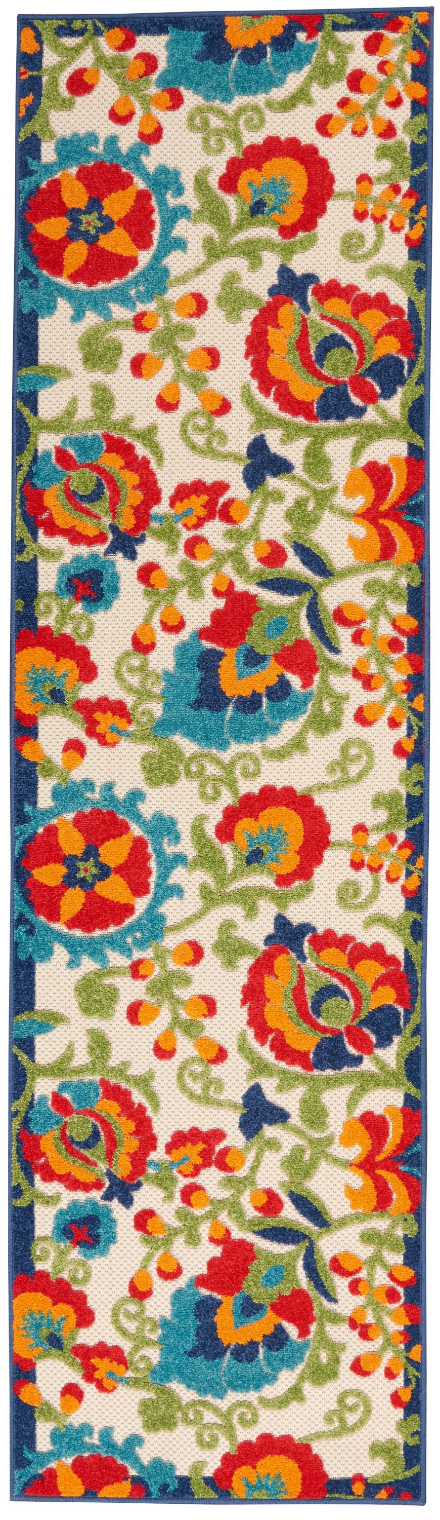 Nourison Aloha 2'3" x 8' Multicolor Farmhouse Rug