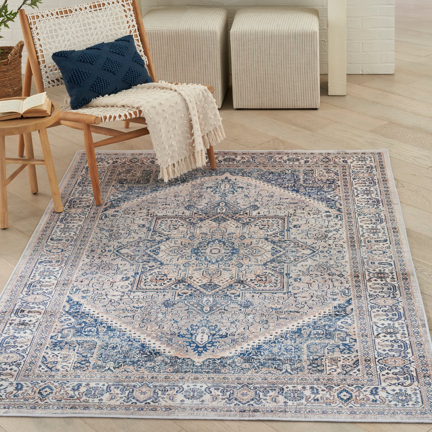 Nourison Vintage Home 3'9" x 5'9" Beige Blue Bohemian Indoor Rug