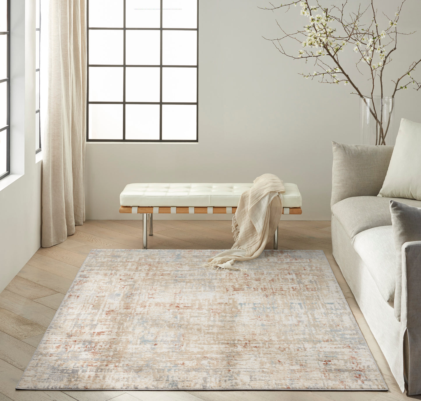 Calvin Klein CK005 Enchanting 5'3" x 7'3" Ivory Grey Modern Indoor Rug