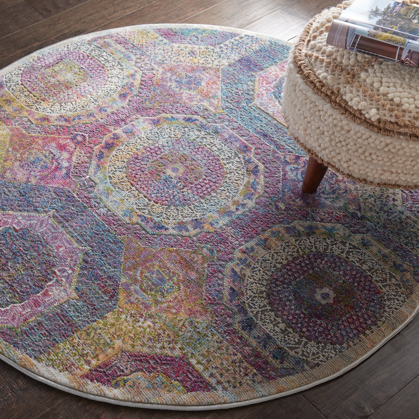 Nourison Ankara Global 4' x Round Multicolor Bohemian Indoor Rug