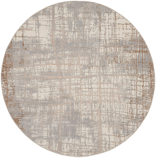 Calvin Klein CK950 Rush 6' x Round Ivory Taupe Modern Indoor Rug