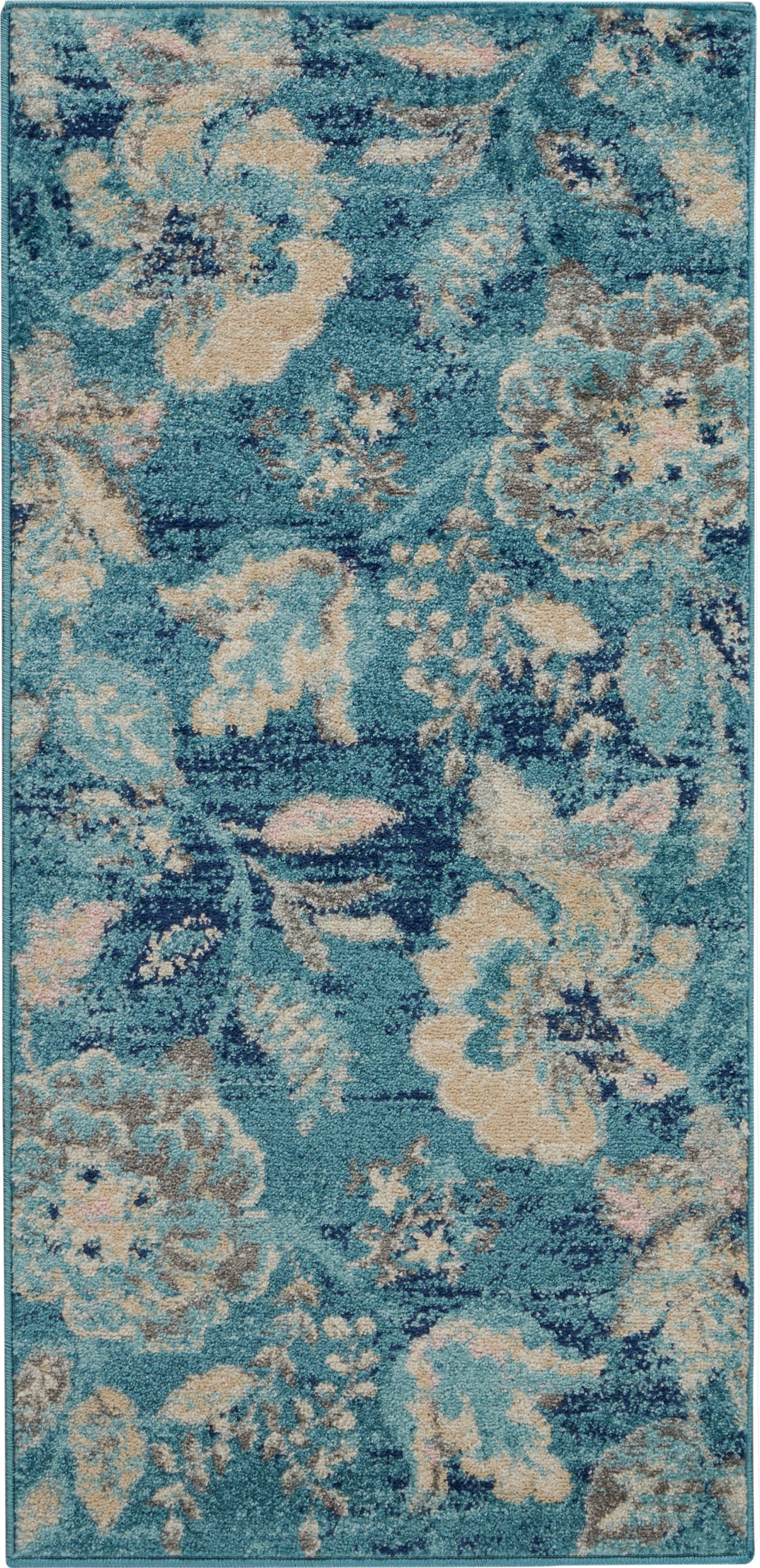 Nourison Tranquil 2' x 4' Turquoise Vintage Indoor Rug