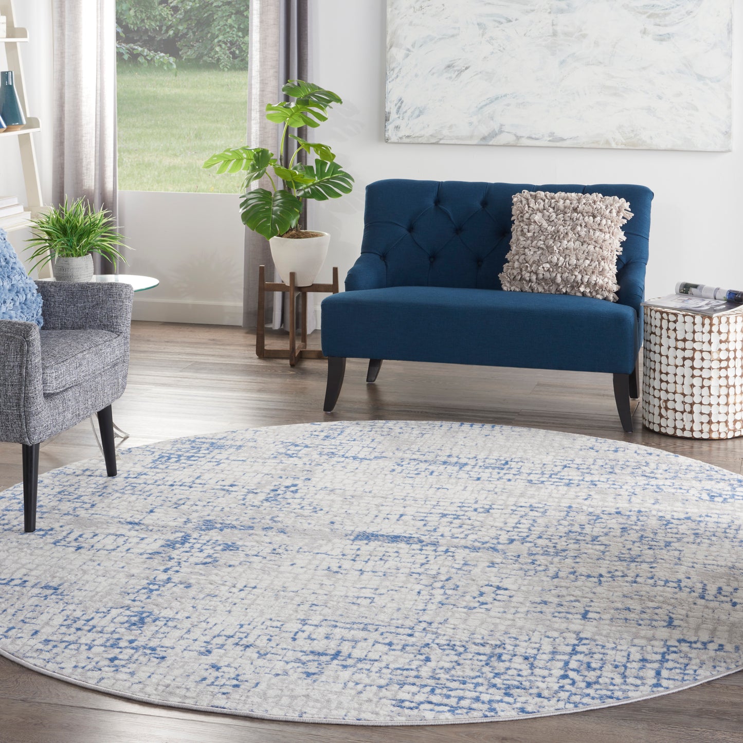 Nourison Whimsicle 8' x Round Grey Blue Modern Indoor Rug