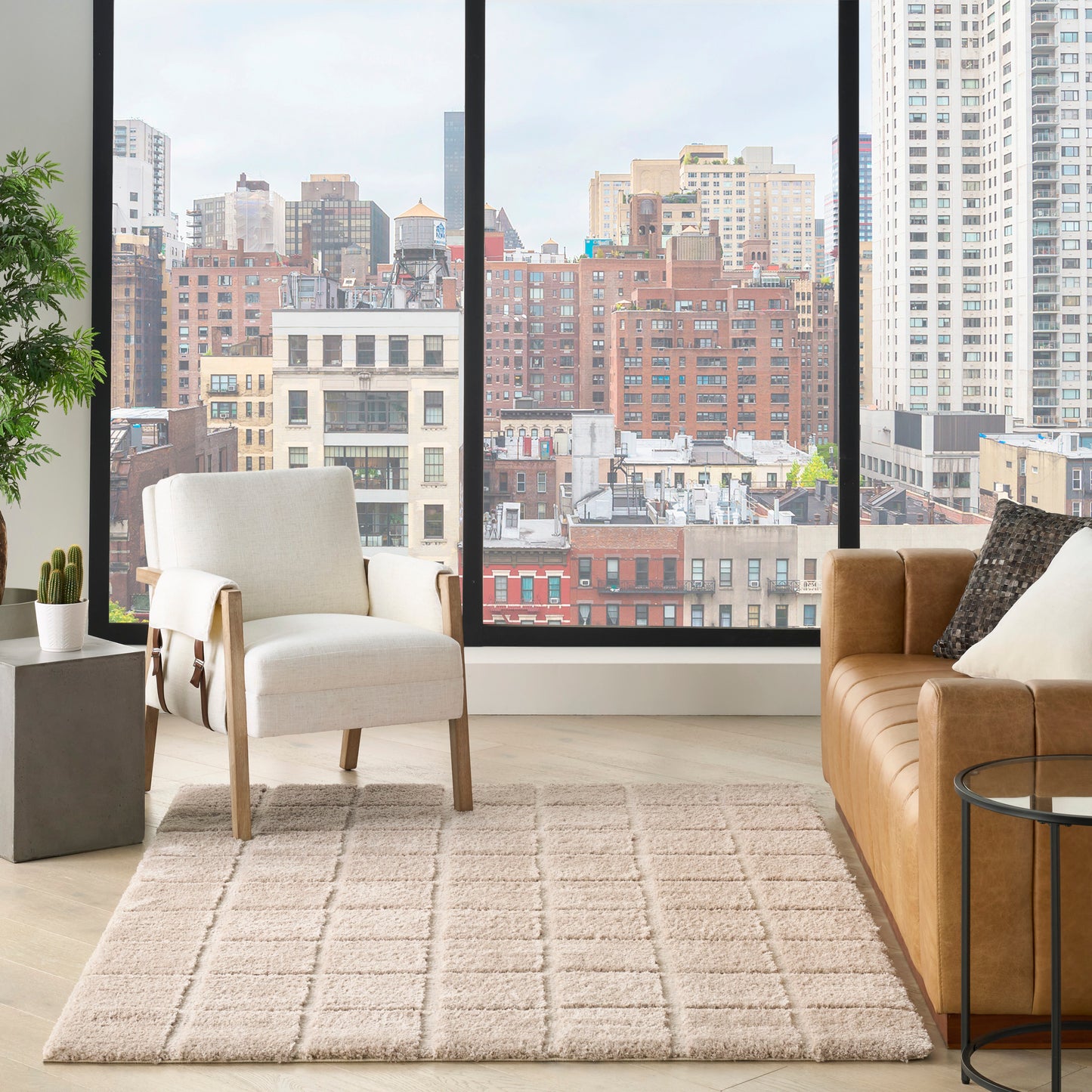 DKNY West End Ave 6' x 9' Beige Modern Indoor Rug