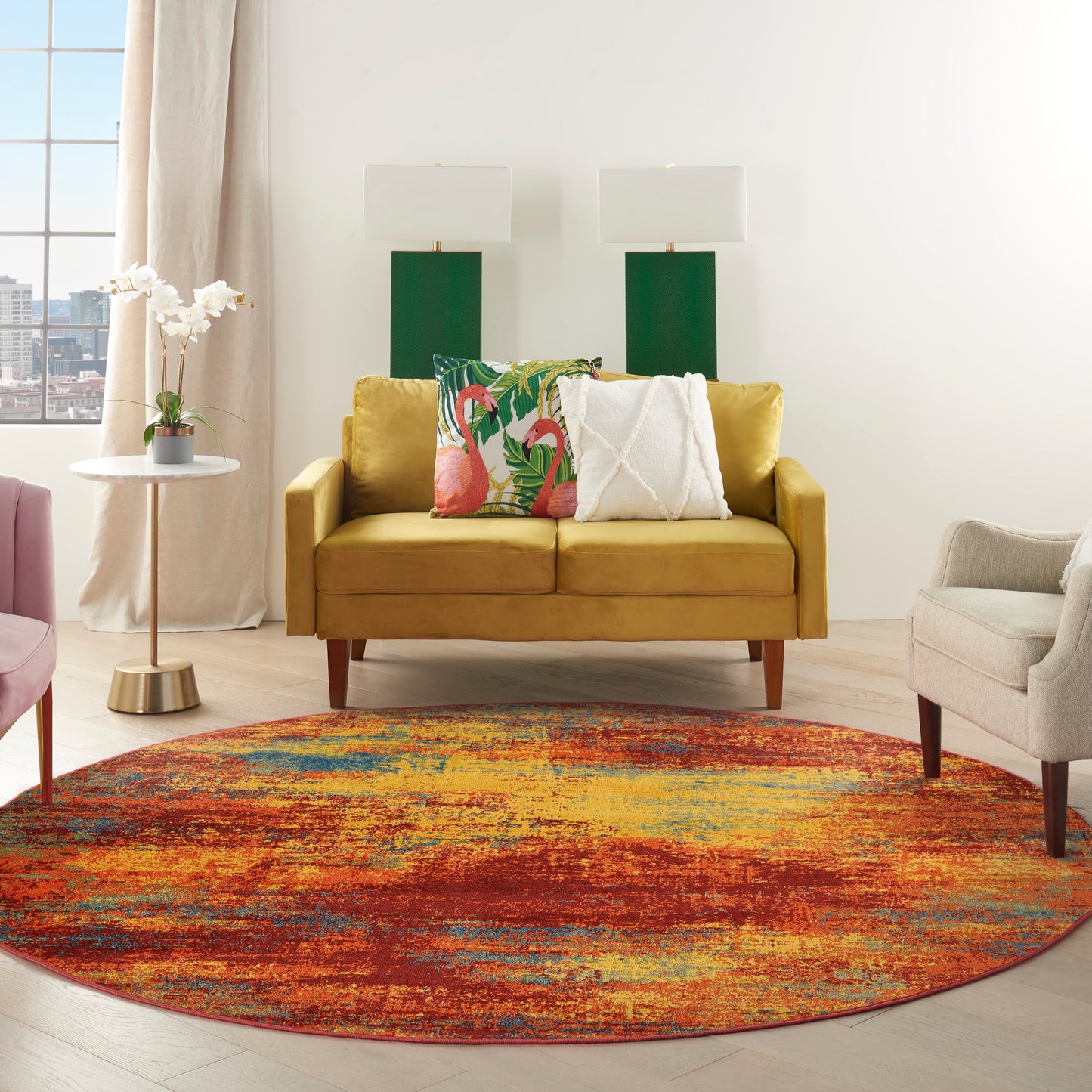 Nourison Nourison Essentials 8' x Round Flame Modern Rug