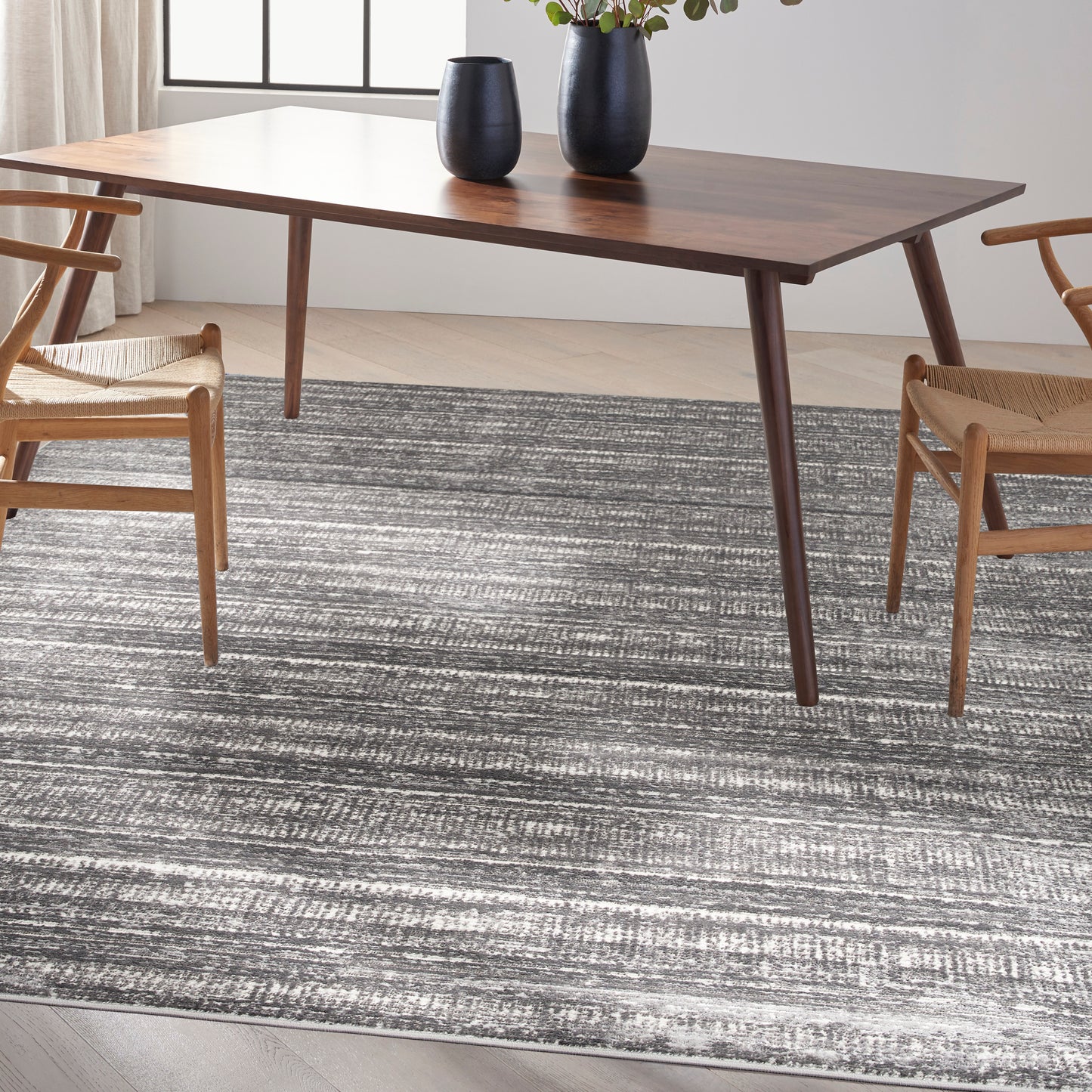 Calvin Klein CK011 Verdant 7'10" x 9'10" Charcoal Ivory Modern Indoor Rug