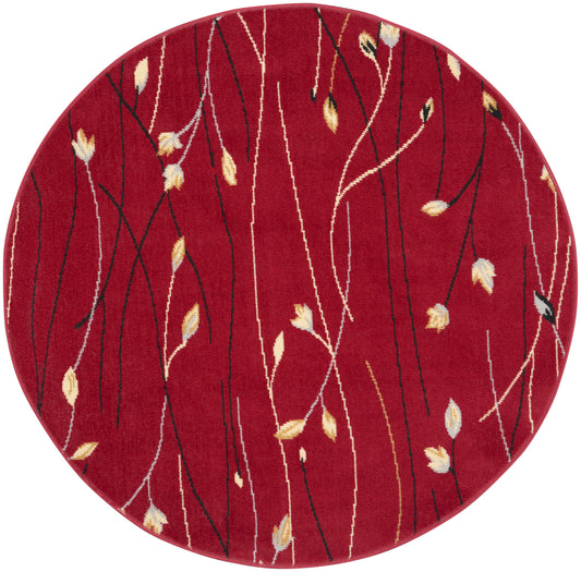 Nourison Grafix 4' x Round Red Contemporary Indoor Rug