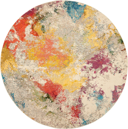 Nourison Celestial 7’10” x Round Ivory/Multicolor Modern & Contemporary Indoor Rug