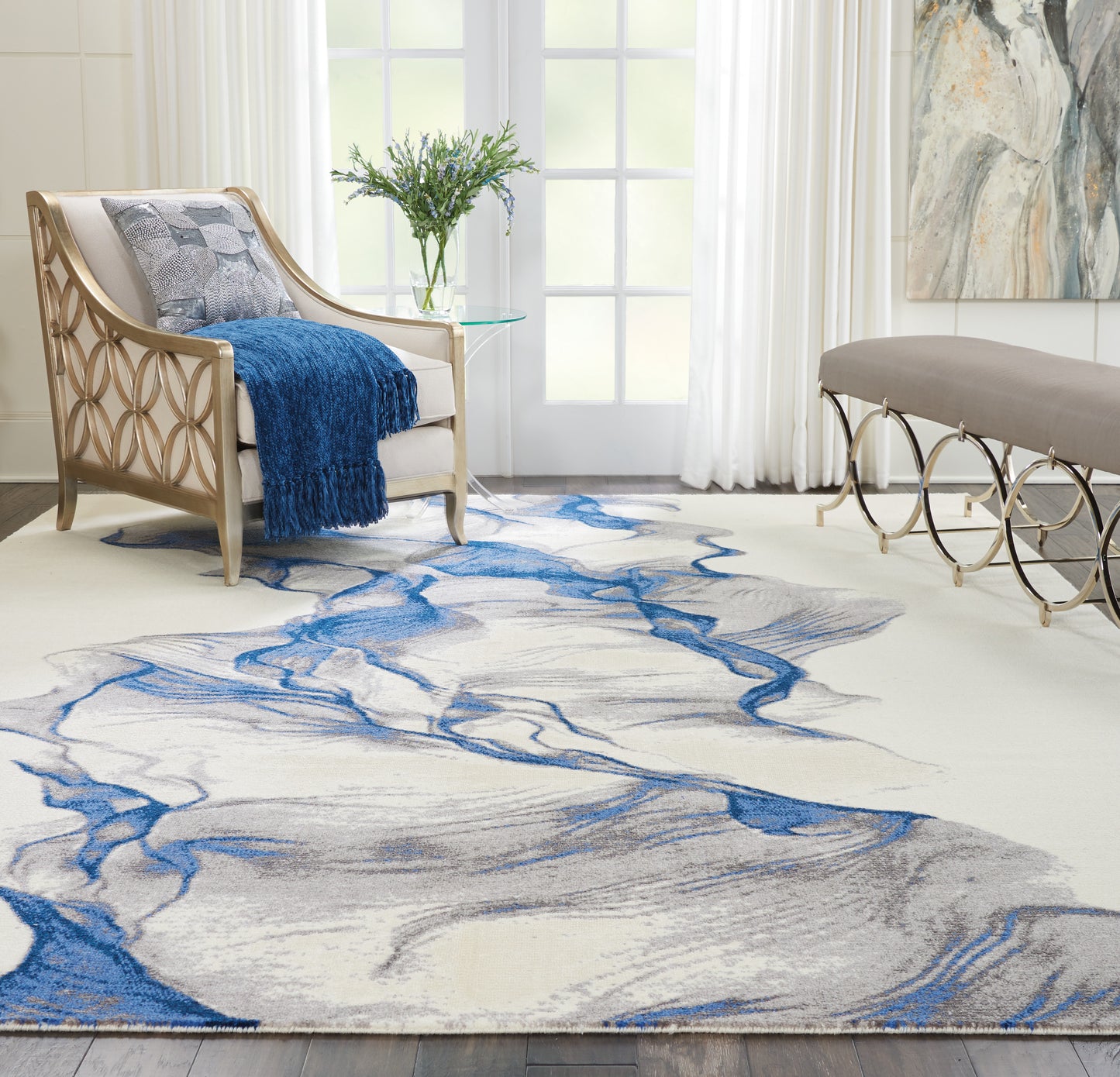 Nourison Twilight 8'6" x 11'6" Ivory/Blue Modern Indoor Rug