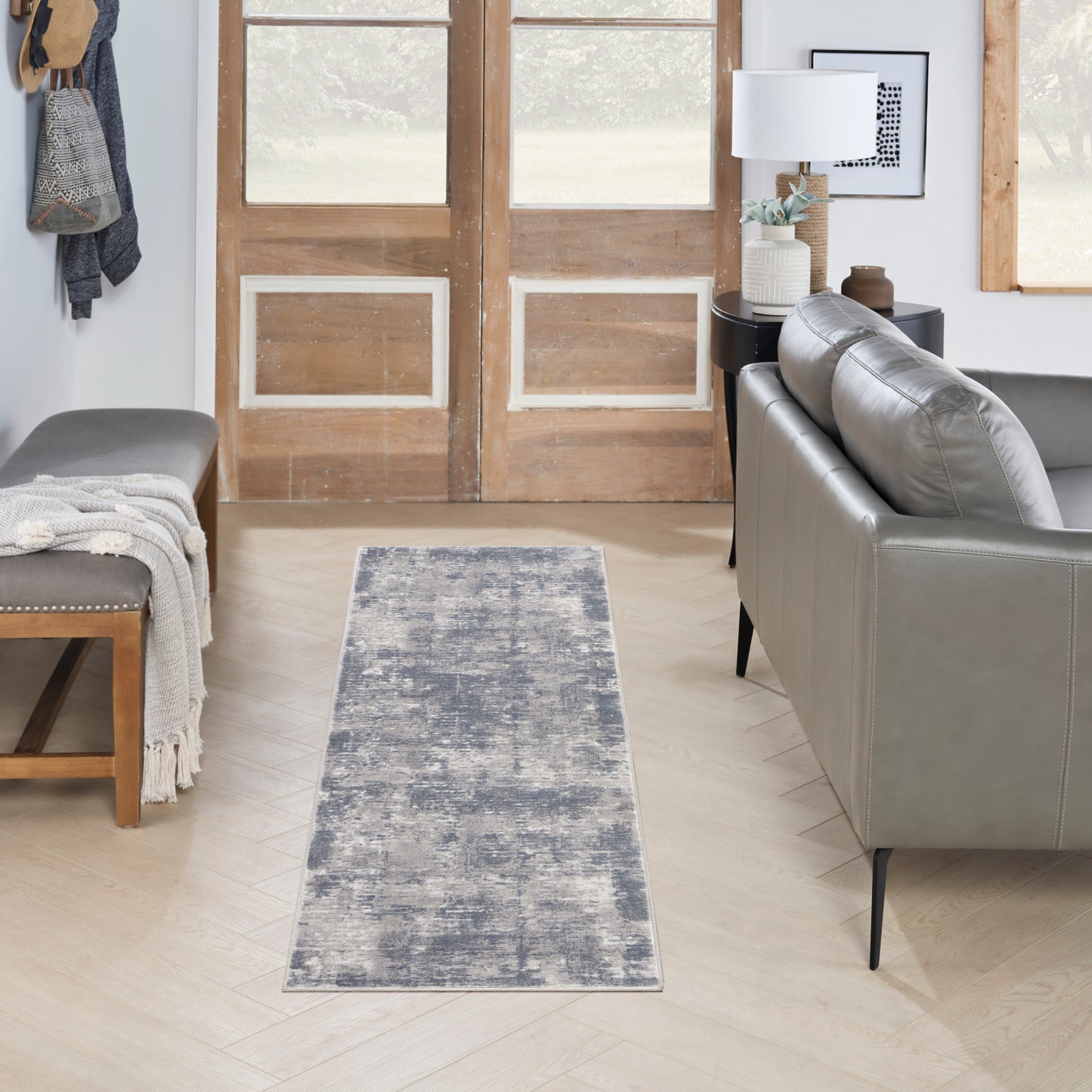 Nourison Rustic Textures 2'2" x 7'6" Grey Modern Indoor Rug