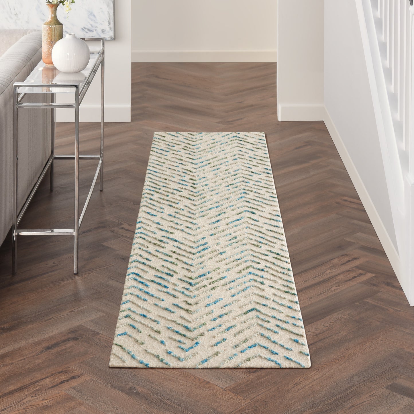 Nourison Colorado 2'3" x 7'6" Ivory Green Modern Indoor Rug