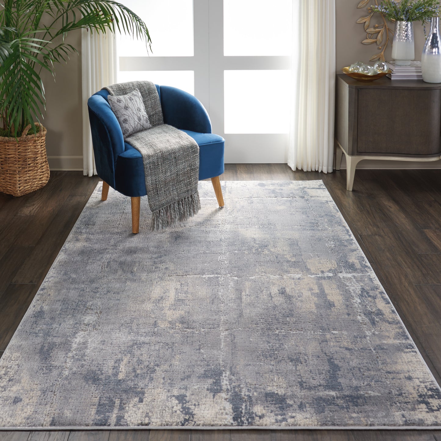 Nourison Rustic Textures 5'3" x 7'3" Grey Beige Modern Indoor Rug