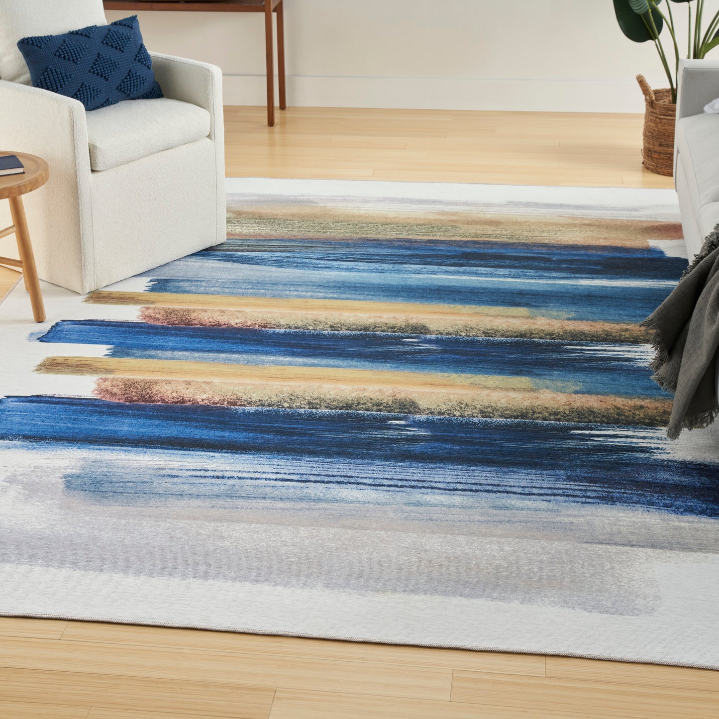 Nourison Nourison Washables 6' x 9' Blue Multicolor Modern Indoor Rug