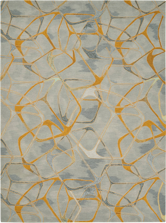 Nourison Symmetry 8'6" x 11'6" Grey Yellow Modern Indoor Rug