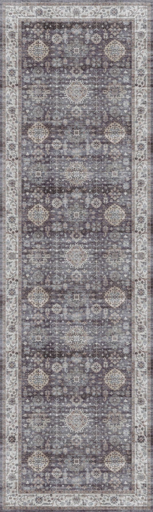 Nourison Fulton 2'3" x 7'6" Charcoal Vintage Indoor Rug