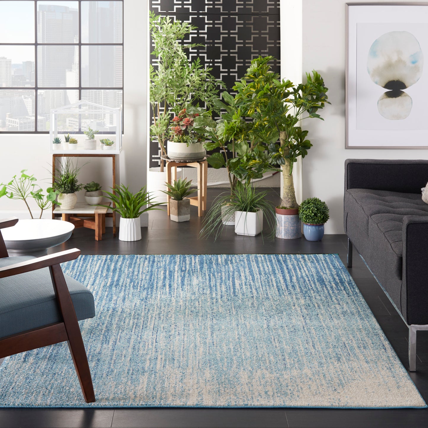 Nourison Passion 5'3" x 7'3" Navy/Light Blue Modern Indoor Rug