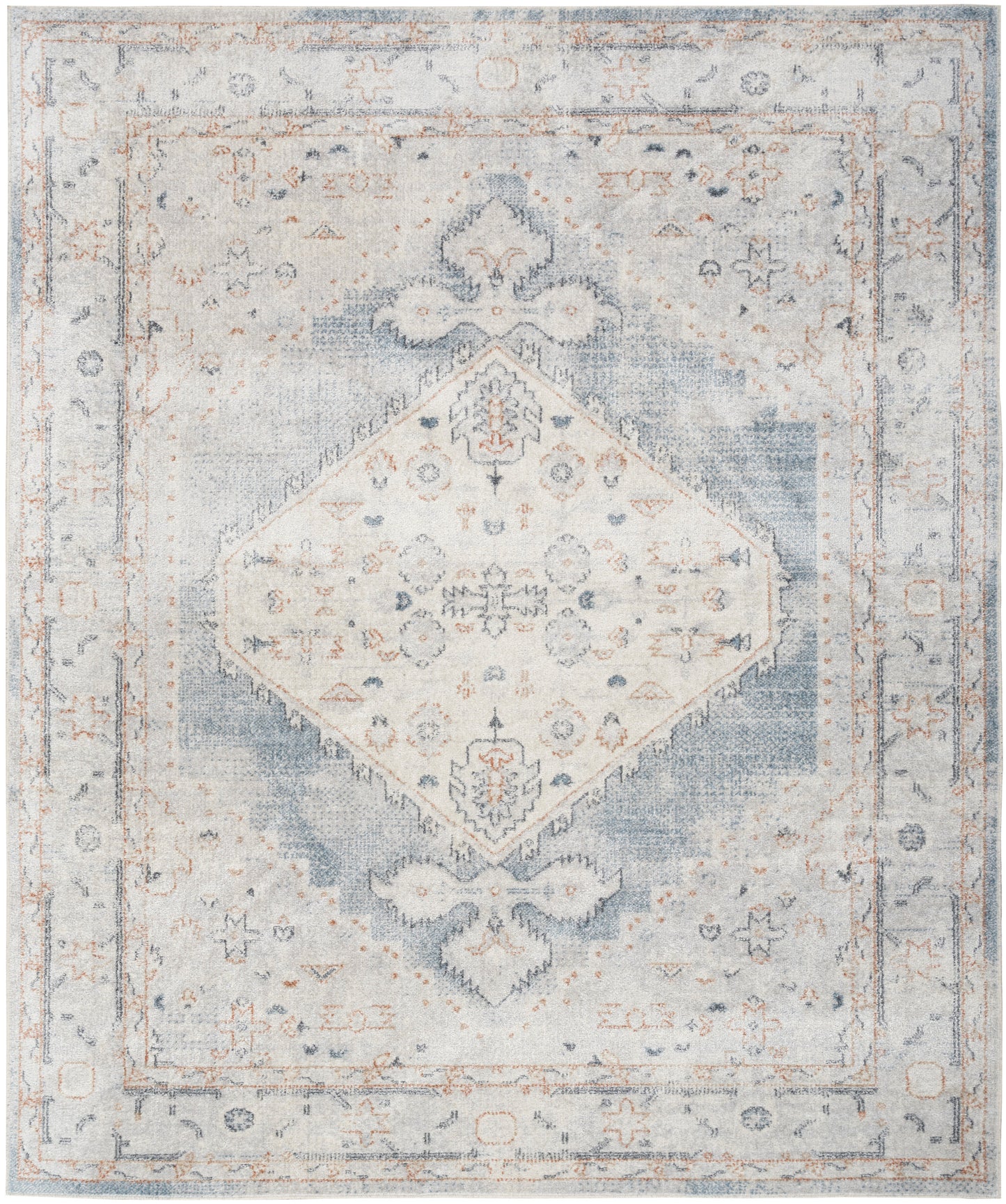 Nourison Astra Machine Washable 9' x 12' Light Blue Vintage Indoor Rug