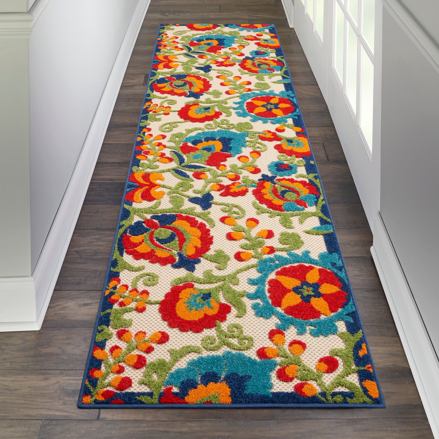 Nourison Aloha 2'3" x 8' Multicolor Farmhouse Rug