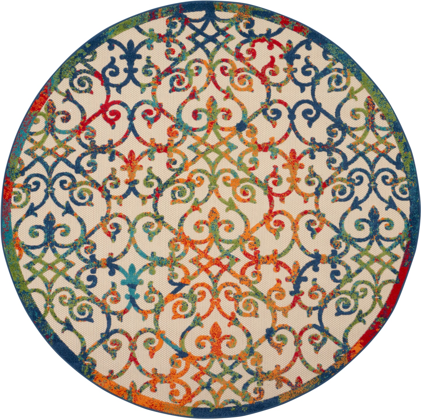 Nourison Aloha 7'10" x Round Multicolor Contemporary Rug