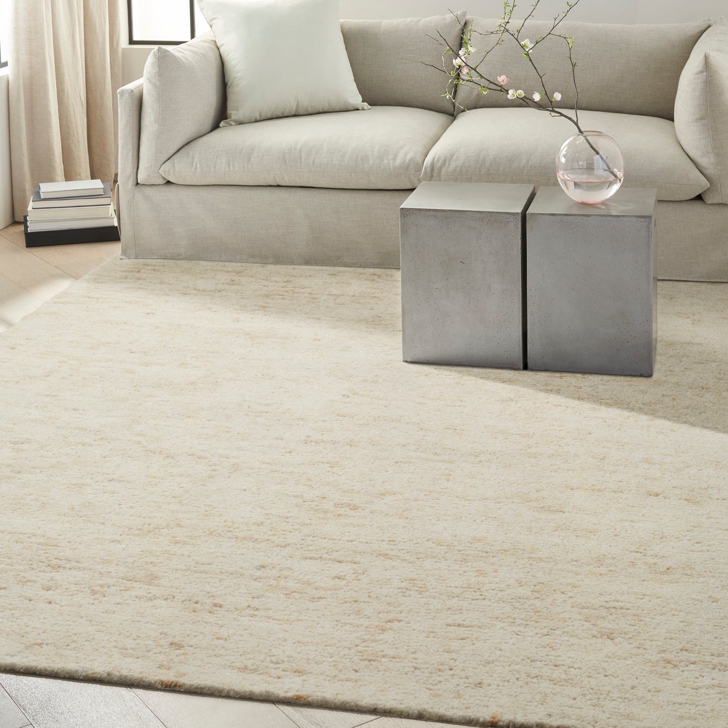 Calvin Klein CK042 Billows 8'6" x 11'6" Ivory Beige Modern Indoor Rug