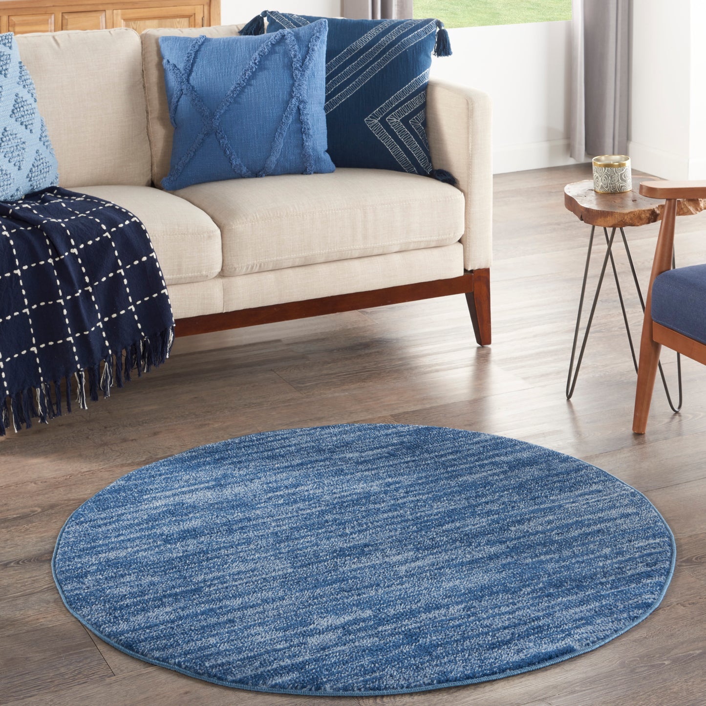 Nourison Nourison Essentials 4' x Round Navy Blue Outdoor Rug